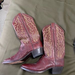 Justin 8480 Lizard Leather Cowboy Boots, Size. 7 D